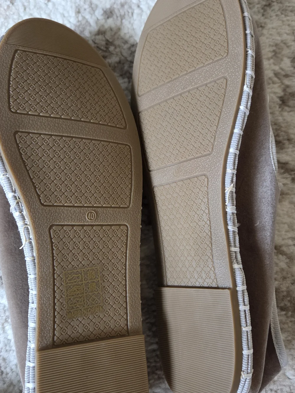 Women's Beige Velvet Mary Jane Espadrille Flats